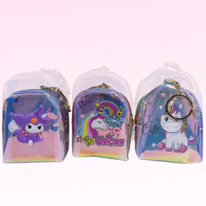 Holographic Mini Coin Purse Keychain – Sanrio & Unicorn Edition