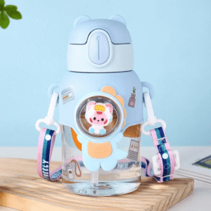 Superhero Astronaut Water Bottle for Kids – 600ML | With Strap & Push Button Straw