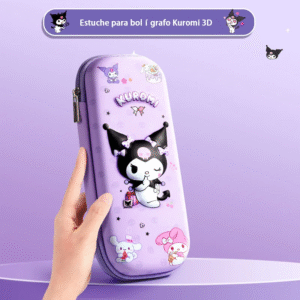 Kuromi Hard Shell Pencil Pouch – 3D Cartoon Zip Case for Girls | Stationery Organizer