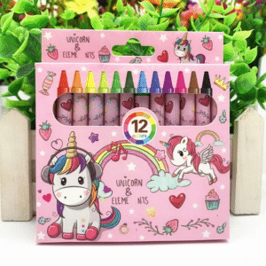 Unicorn Crayon Set – 12 Vibrant Colors | Cute Gift for Kids | Non-Toxic & Easy Grip
